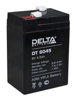 Купить аккумулятор для детских электромобилей 6v Delta DT-6045 Фото АКБ Delta DT-6045