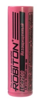 Купить аккумулятор без защиты Robiton 18650 LGC2500 АКБ Robiton 18650 LGC2500, без защиты